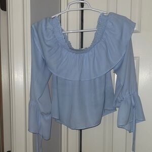 Light Blue Women's Ruffled Top off the shoulder